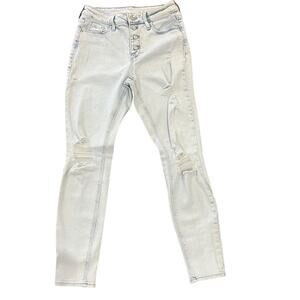 Old Navy Womens Rockstar Super Skinny High Rise Button Fly Light Wash Jeans Sz 4
